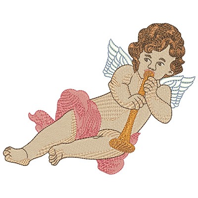 Matriz De Bordado Anjo Tocando Clarim
